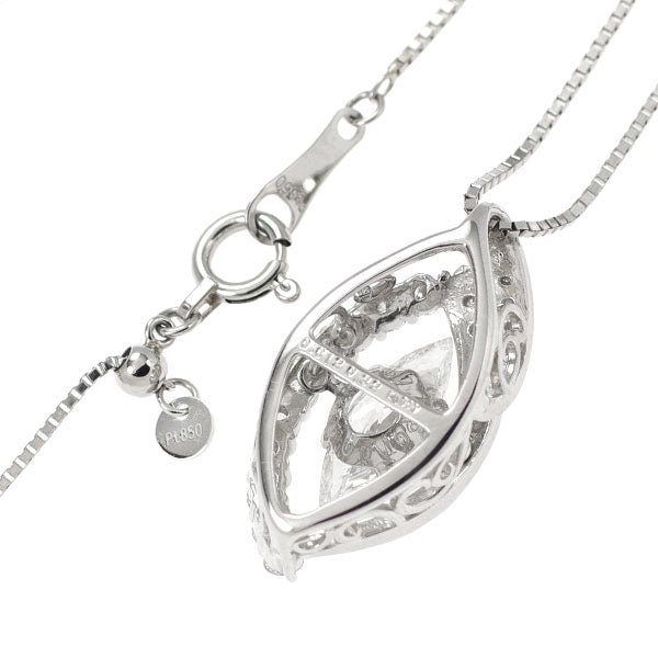 Pt マーキス ダイヤモンド ペンダントネックレス 0.612ct D0.32ct