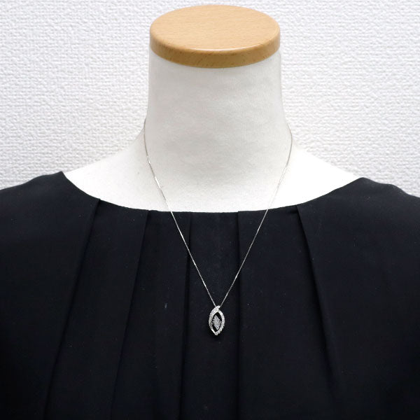 Pt マーキス ダイヤモンド ペンダントネックレス 0.612ct D0.32ct