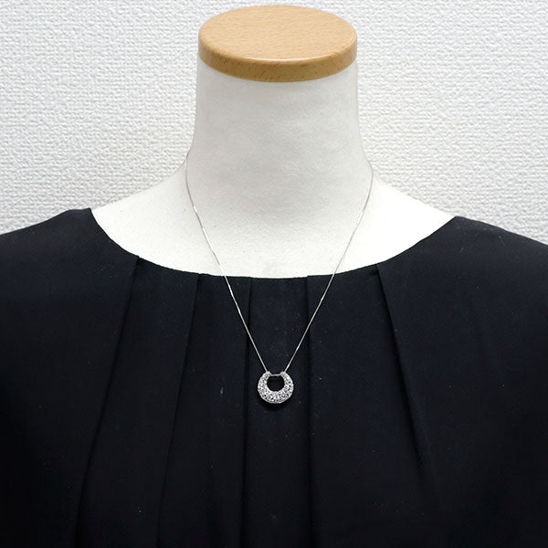 K18WG ダイヤモンド ペンダントネックレス 0.50ct 馬蹄 月 2way
