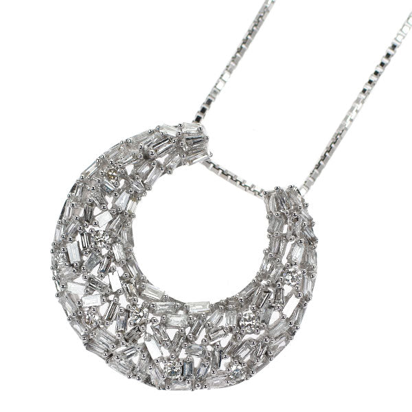 K18WG ダイヤモンド ペンダントネックレス 0.50ct 馬蹄 月 2way