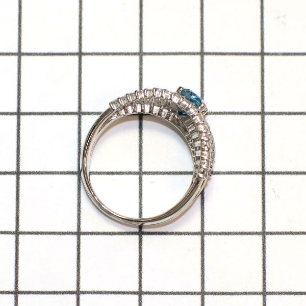 Pt900 サンタマリアカラー認証済 通常加熱アクアマリン ダイヤモンド リング 0.74ct D0.89ct