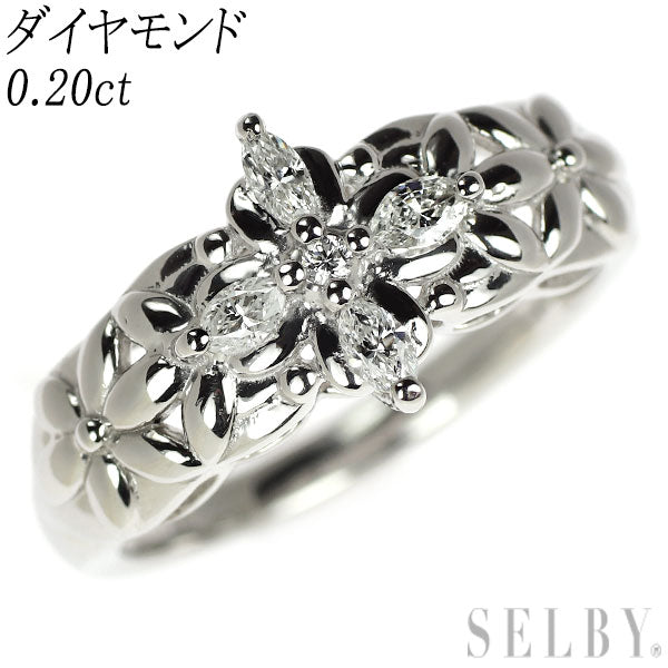 Pt999 ダイヤモンド リング 0.20ct フラワー