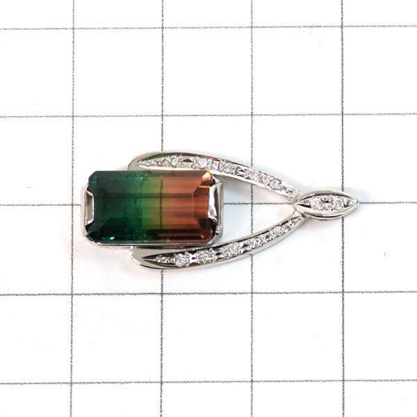 Pt900 バイカラートルマリン ダイヤモンド ペンダントトップ 6.28ct D0.10ct