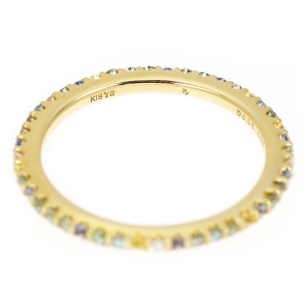 ポンテヴェキオ K18YG トリートグリーン/ブルー/カラーレス ダイヤモンド サファイア リング 0.18ct S0.12ct ピスタッキオ エテルノファミリー カリーナ フルエタニティ