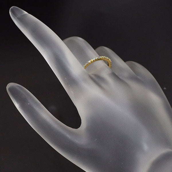 ポンテヴェキオ K18YG トリートグリーン/ブルー/カラーレス ダイヤモンド サファイア リング 0.18ct S0.12ct ピスタッキオ エテルノファミリー カリーナ フルエタニティ