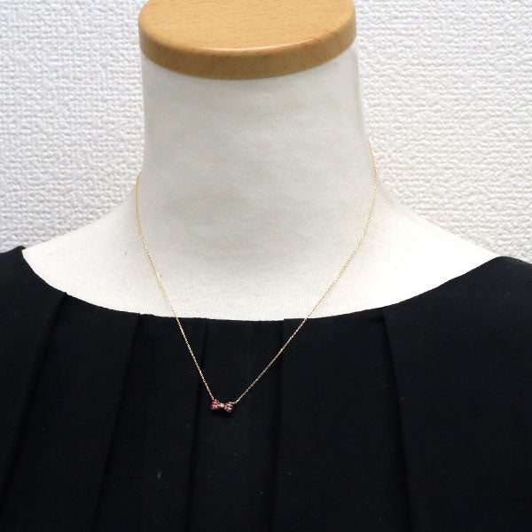 ポンテヴェキオ K18YG ルビー ダイヤモンド ペンダントネックレス 0.10ct D0.01ct リボン