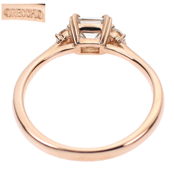 オレッキオ K18PG エメラルドカット ダイヤモンド ダイヤモンド リング 0.311ct D0.10ct