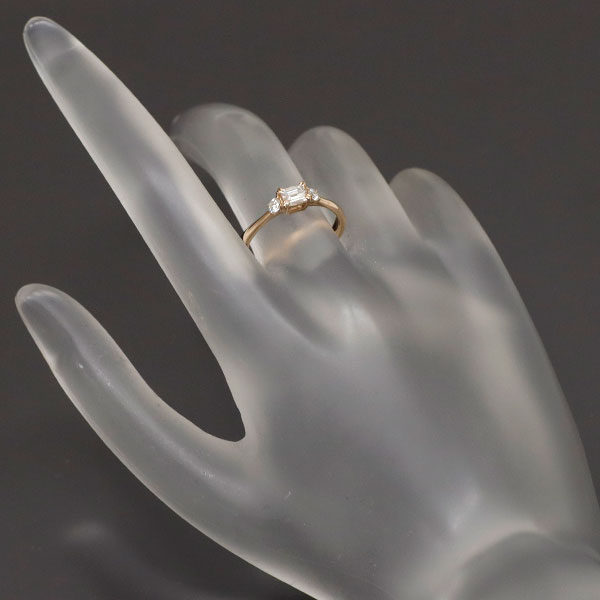 オレッキオ K18PG エメラルドカット ダイヤモンド ダイヤモンド リング 0.311ct D0.10ct