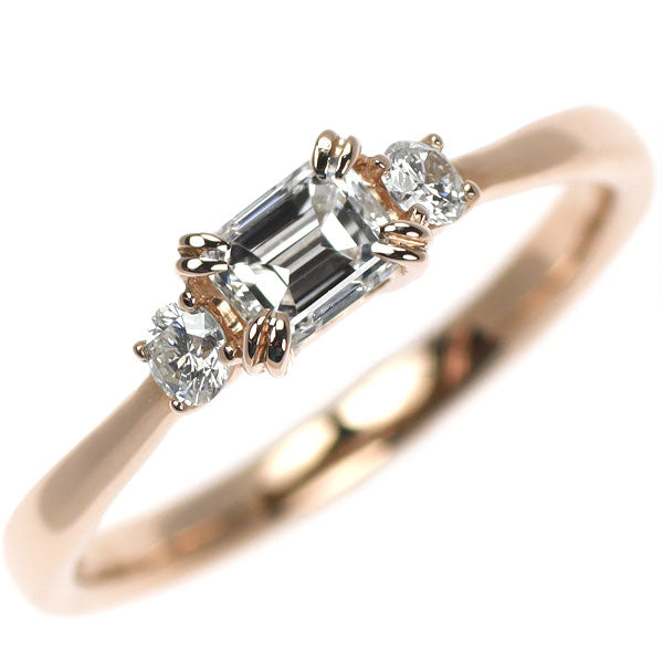 オレッキオ K18PG エメラルドカット ダイヤモンド ダイヤモンド リング 0.311ct D0.10ct