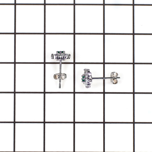 Pt900 エメラルド ダイヤモンド ピアス D0.24ct フラワー