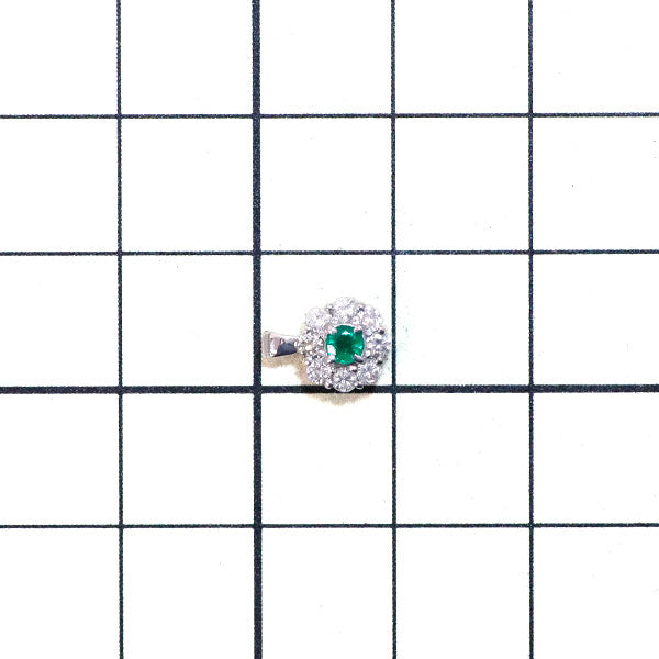 K18WG エメラルド ダイヤモンド ペンダントトップ 0.09ct D0.21ct フラワー