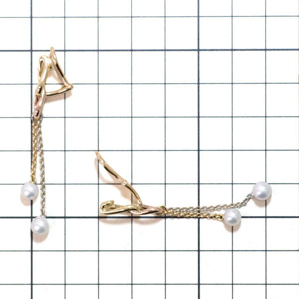 ミキモト K18YG/WG/PG アコヤ真珠 イヤリング 径約5.1-5.6mm