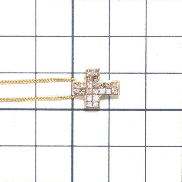 GSTV K18YG ダイヤモンド ペンダントネックレス クロス ミステリーセッティング