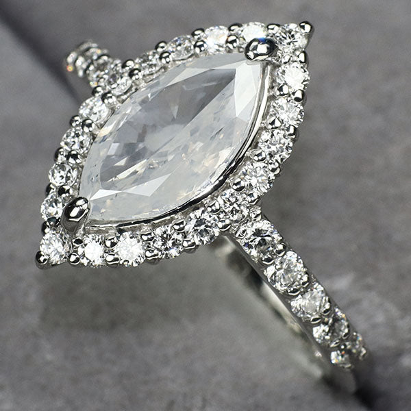 新品 Pt950 ファンシーホワイトダイヤモンド ダイヤモンド リング 1.518ct FW I2 D0.50ct 【エスコレ】