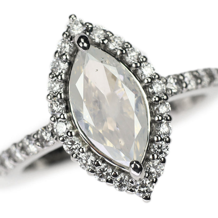 新品 Pt950 ファンシーホワイトダイヤモンド ダイヤモンド リング 1.518ct FW I2 D0.50ct 【エスコレ】
