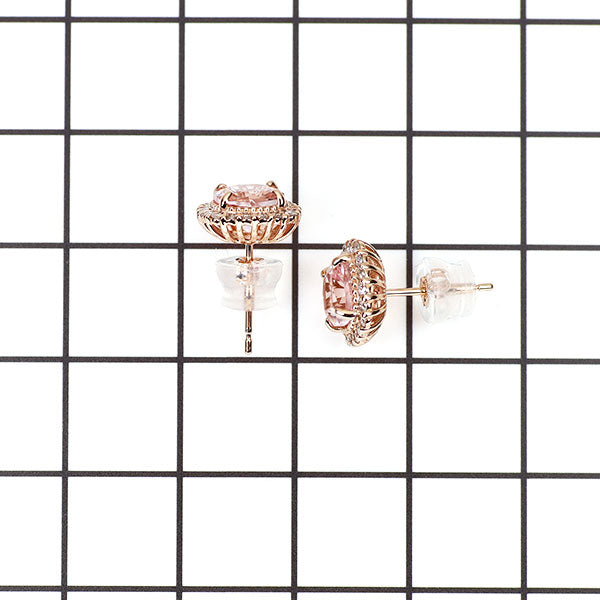 新品 K18PG クッションカット モルガナイト ダイヤモンド ピアス 1.80ct D0.20ct【エスコレ】