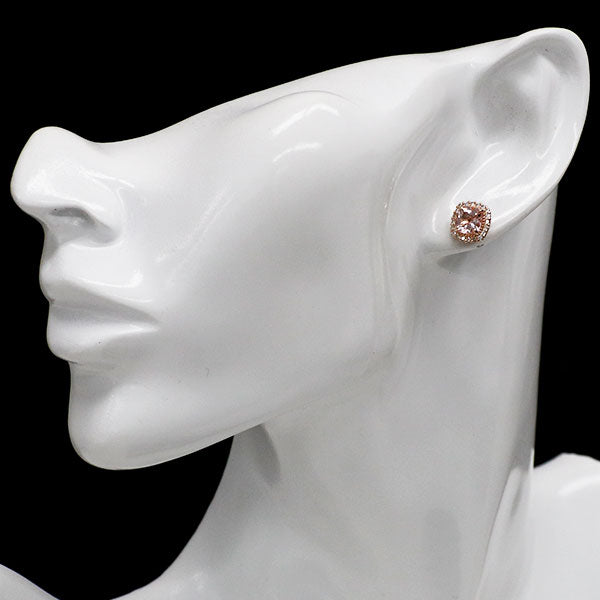 新品 K18PG クッションカット モルガナイト ダイヤモンド ピアス 1.80ct D0.20ct【エスコレ】