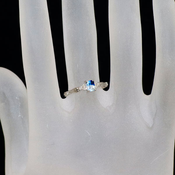 新品 Pt950 希少宝石品質 ジンバブエ産バイカラーユークレース ダイヤモンド リング 0.304ct D0.08ct 【エスコレ】