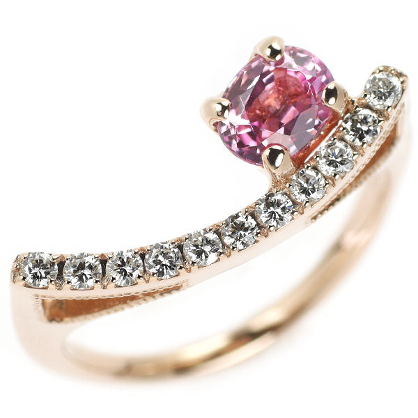 K18PG Pink Spinel Diamond Ring 0.85ct D0.23ct 