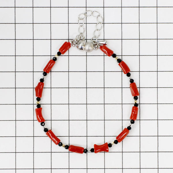 New Magnet K18WG/YG Mediterranean Sarge/Huwatari Coral Black Spinel Bracelet 