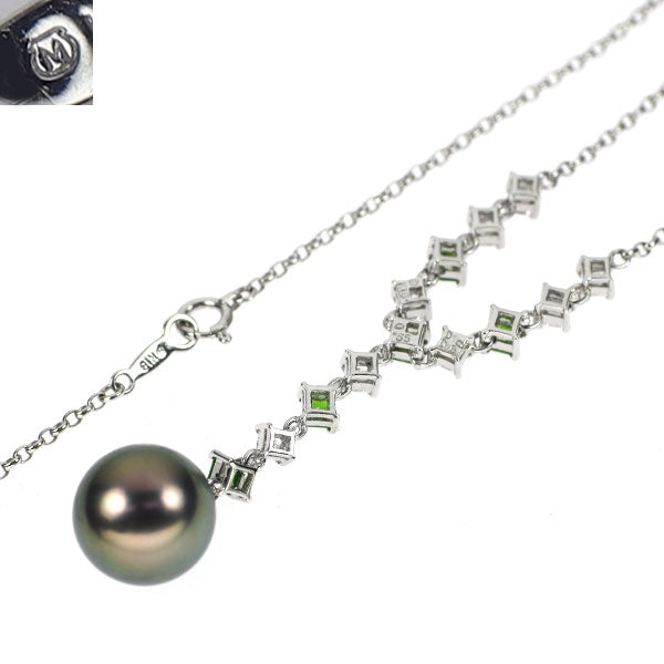 Mikimoto K18WG Black lipped pearl demantoid garnet diamond necklace Diameter approx. 11.5mm G0.55ct D0.60ct Rare [Selby Ginza store] [S Polished like new] [Used] 