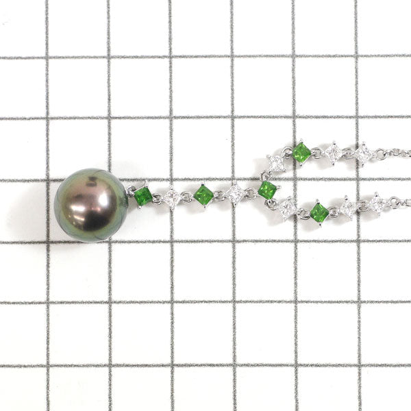 Mikimoto K18WG Black lipped pearl demantoid garnet diamond necklace Diameter approx. 11.5mm G0.55ct D0.60ct Rare [Selby Ginza store] [S Polished like new] [Used] 