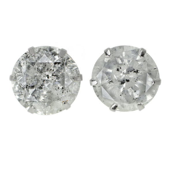 New Pt900 Diamond Earrings 3.345ct G/I I3 G/Fair 