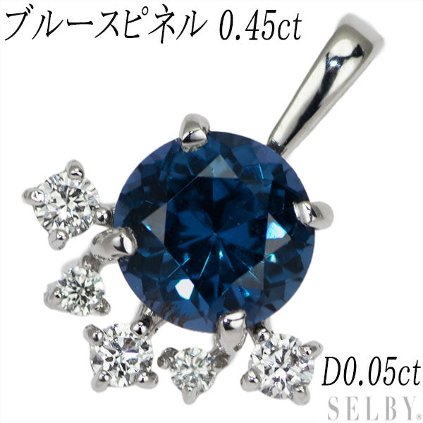 K18WG Blue Spinel Diamond Pendant Top 0.45ct D0.05ct 