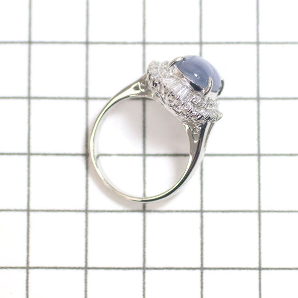 Pt900 Star Sapphire Diamond Ring 5.86ct D0.72ct 
