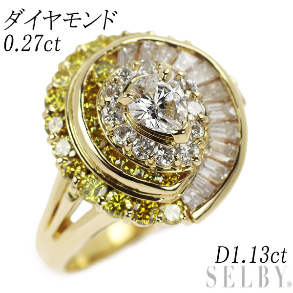 K18 YG ペアシェイプダイヤモンドリングアクセサリー - リング(指輪)