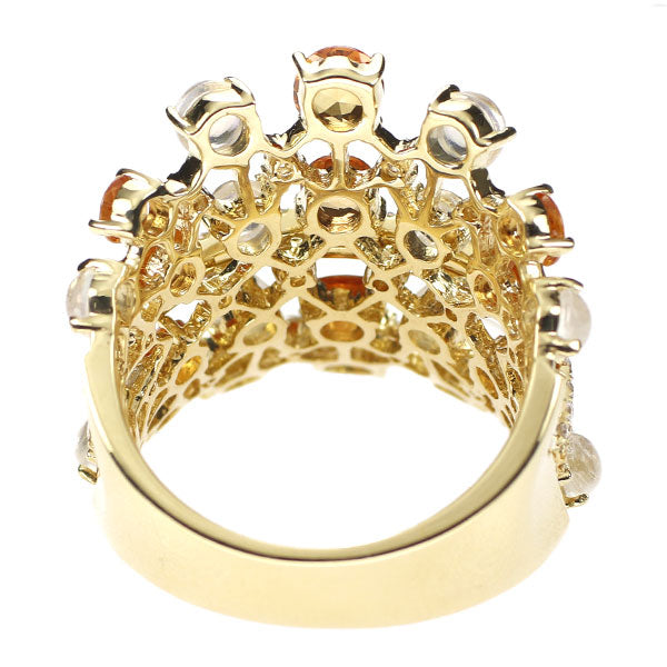 K18YG Diffused Golden Sapphire Moonstone Diamond Ring 2.20ct M2.00ct D0.60ct 