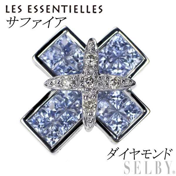Les Essentials K18WG Sapphire Diamond Pendant Top Cross 