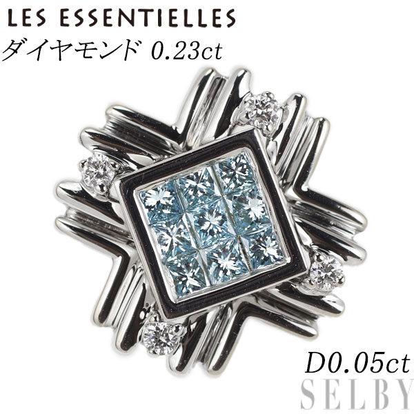 Les Essentials K18WG Ice Blue Diamond Diamond Pendant Top IBD0.23ct D0.05ct 