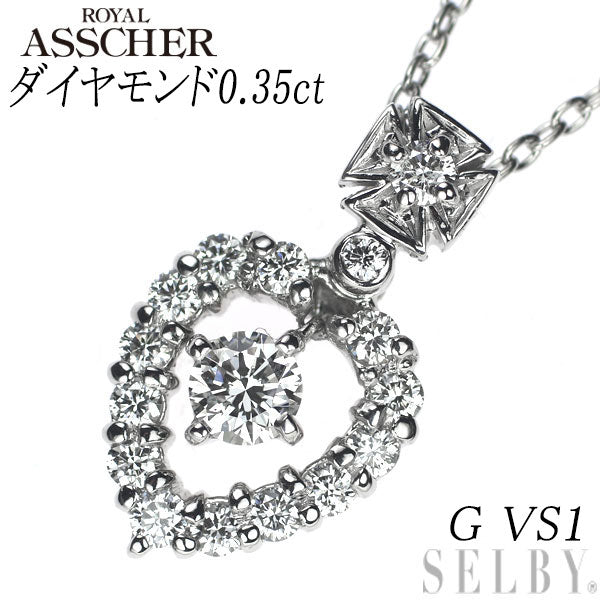 Royal Asscher Pt950 Diamond Pendant Necklace 0.35ct G VS1 