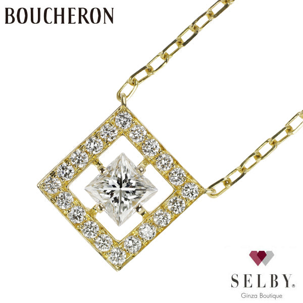 Boucheron K18YG Princess Cut Diamond Pendant Necklace Ava 42.0cm 《Selby Ginza Store》 [S, Like New, Polished] [Used] 