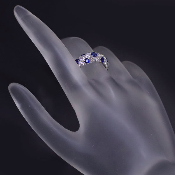 CHAR Pt950 Sapphire Diamond Ring 1.21ct D1.96ct Micro Setting #18.0《Selby Ginza Store》【S Like New Polished】【Used】 