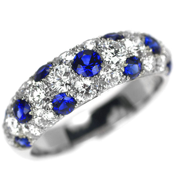 CHAR Pt950 Sapphire Diamond Ring 1.21ct D1.96ct Micro Setting #18.0《Selby Ginza Store》【S Like New Polished】【Used】 