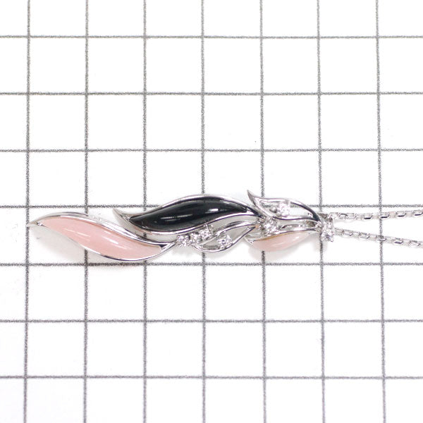 Ninette Terzano K18WG Onyx Pink Opal Diamond Pendant Necklace D0.14ct 