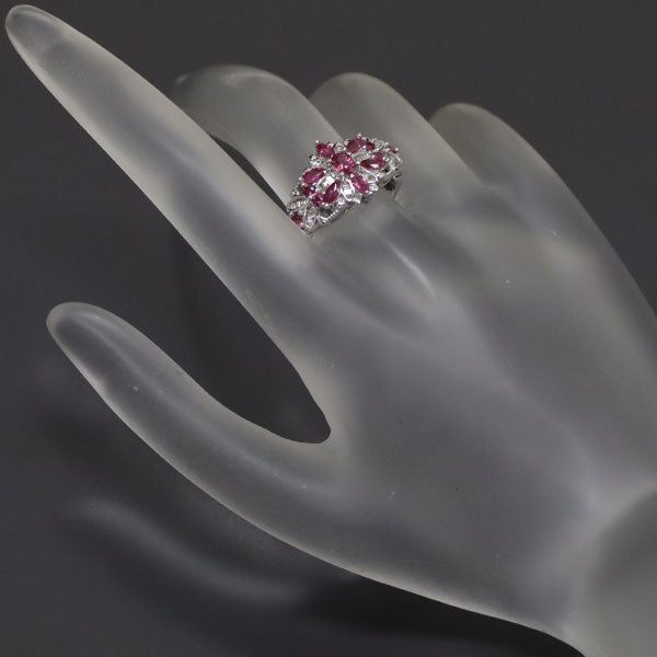 K18WG ruby ​​diamond ring 0.80ct D0.13ct – セルビーオンラインストア