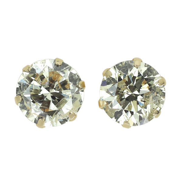 New K18YG diamond earrings 2.106ct VLY I1 G 