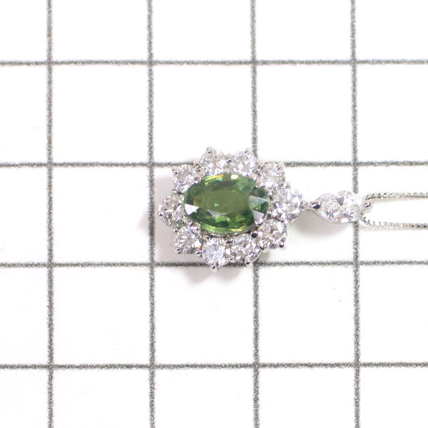 Rare Pt demantoid garnet diamond pendant necklace 1.508ct D1.10ct 