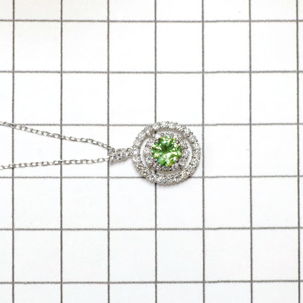 New Pt Russian demantoid garnet diamond pendant necklace 0.71ct D0.46ct 