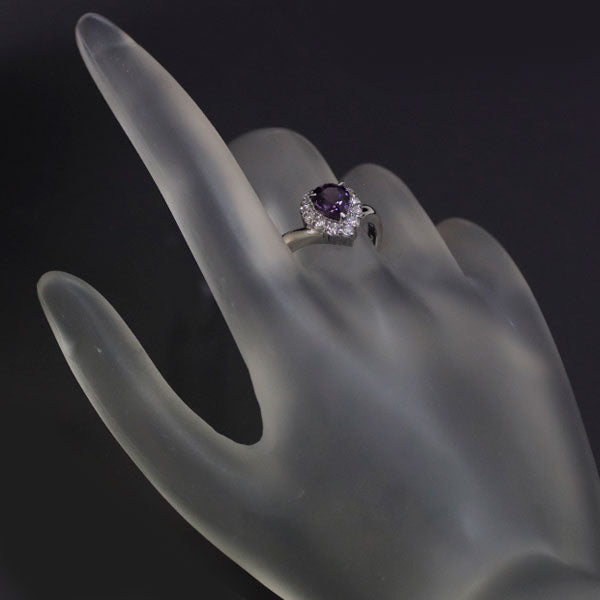 Pt900 Purple Sapphire Diamond Ring 1.552ct D0.39ct 