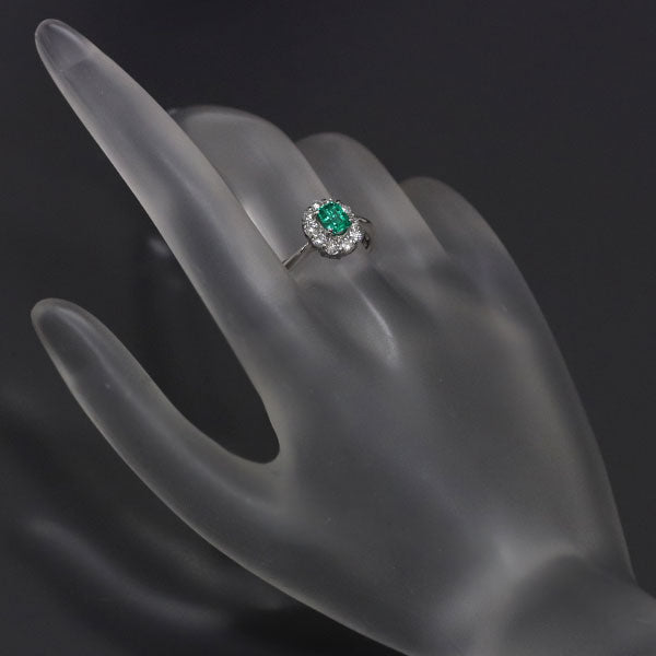 Pt900 emerald diamond ring 0.67ct D0.50ct 