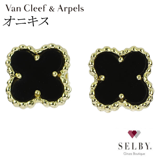 Van Cleef &amp; Arpels K18YG Onyx Earrings Sweet Alhambra《Selby Ginza Store》 [S+Polished at an official store like new] [Used] 