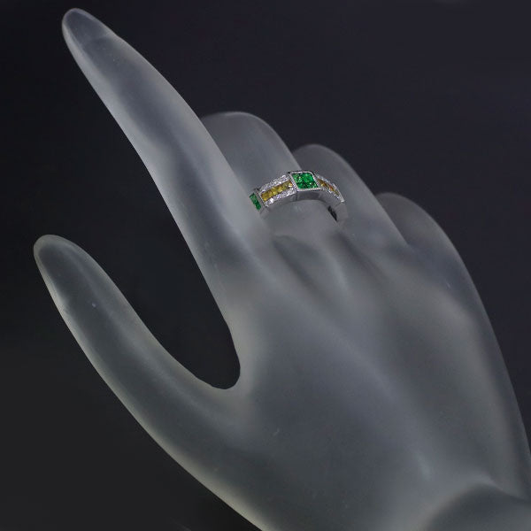 Les Essentials K18WG Green Garnet Sapphire Diamond Ring T0.60ct S0.30ct D0.08ct 