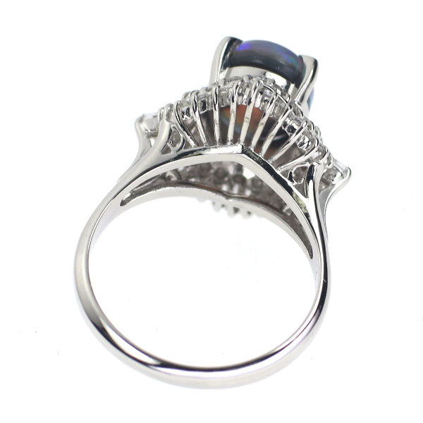 Pt900 black opal diamond ring 1.98ct D0.55ct 