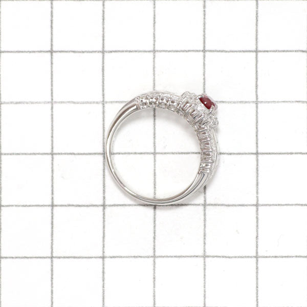 Pt900 Pigeon blood ruby ​​diamond ring 0.62ct D1.41ct 