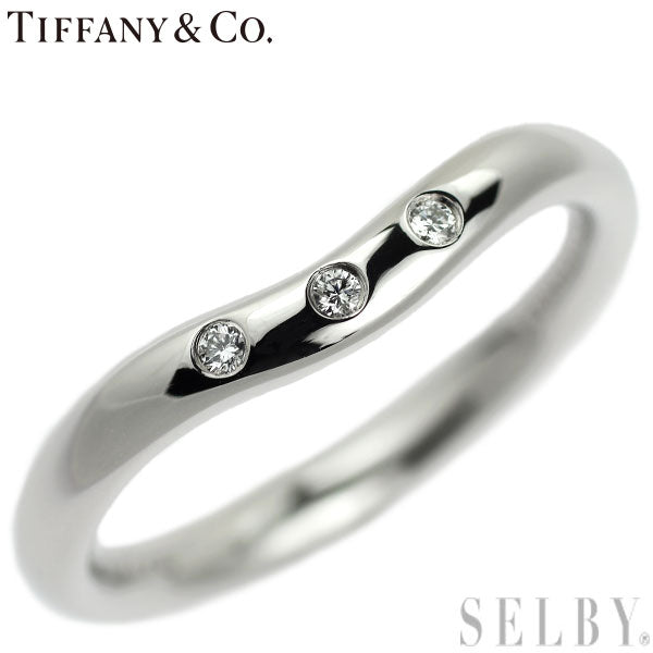 Tiffany Pt950 Diamond Ring Curved Band 