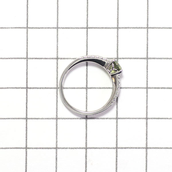 Rare Pt900 demantoid garnet diamond ring 0.571ct D0.41ct 